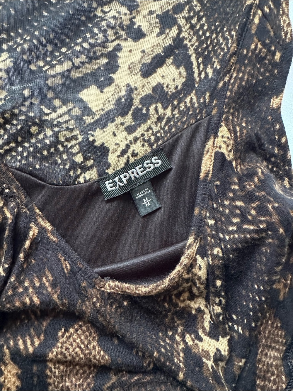 Express Brown Snake-Print Ruffle Layered Tank Top - Picture 4 of 4